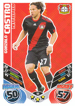 Gonzalo Castro Bayer 04 Leverkusen 2011/12 Topps MA Bundesliga #189