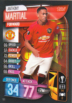Anthony Martial Manchester United 2019/20 Topps Match Attax CL UK version #105
