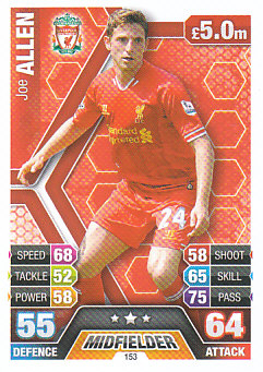 Joe Allen Liverpool 2013/14 Topps Match Attax #153