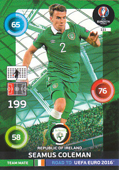 Seamus Coleman Republic of Ireland Panini Road to EURO 2016 #111