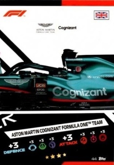 Aston Martin Cognizant Formula One Topps F1 Turbo Attax 2021 F1 Base #44