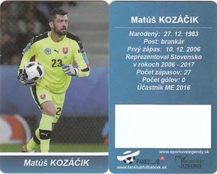 Matus Kozacik Slovensko Fanklub slovenskej reprezentacie #23