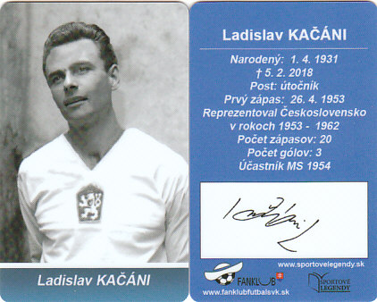 Ladislav Kacani Ceskoslovensko Fanklub slovenskej reprezentacie reprint autogram #36