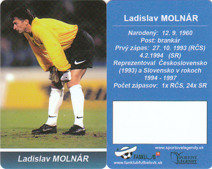 Ladislav Molnar Ceskoslovensko Fanklub slovenskej reprezentacie #53