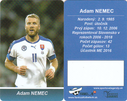 Adam Nemec Slovensko Fanklub slovenskej reprezentacie #32