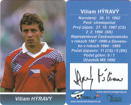 Viliam Hyravy Ceskoslovensko Fanklub slovenskej reprezentacie original auto #31