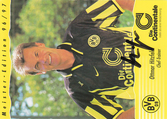 Ottmar Hitzfeld Borussia Dortmund 1996/97 Podpisova karta Autogram