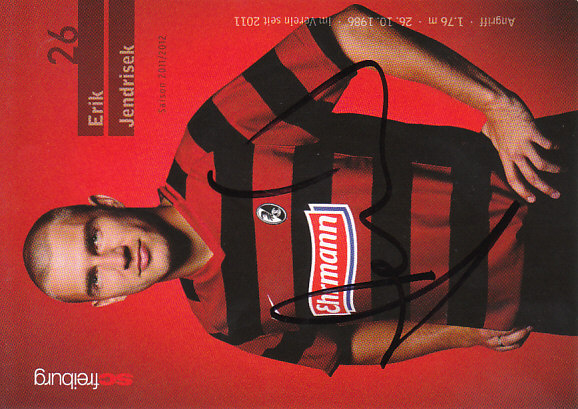 Erik Jendrisek SC Freiburg 2011/12 Podpisova karta autogram