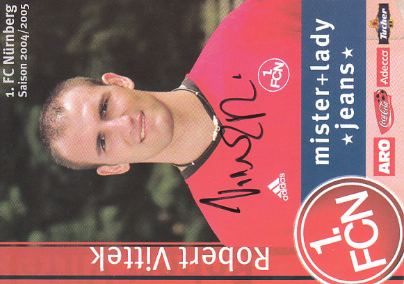 Robert Vittek 1. FC Nurnberg 2004/05 Podpisova karta autogram