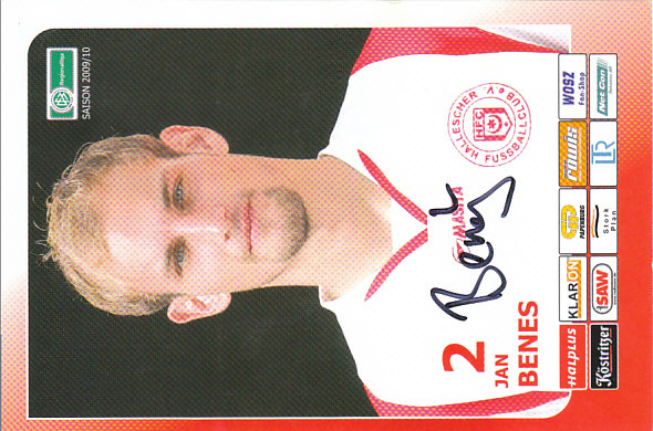 Jan Benes FC Halle 2009/10 Podpisova karta autogram