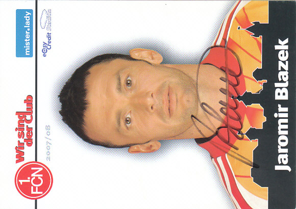 Jaromir Blazek 1. FC Nurnberg 2007/08 Podpisova karta autogram