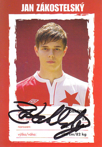 Jan Zakostelsky SK Slavia Praha 2012/13 Podpisova karta Autogram