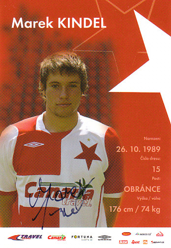 Marek Kindel SK Slavia Praha 2008/09 Podpisova karta Autogram