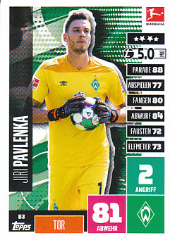 Jiri Pavlenka Werder Bremen 2020/21 Topps MA Bundesliga #83
