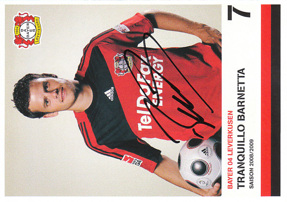 Tranquillo Barnetta Bayer 04 Leverkusen 2007/08 Podpisova karta Autogram