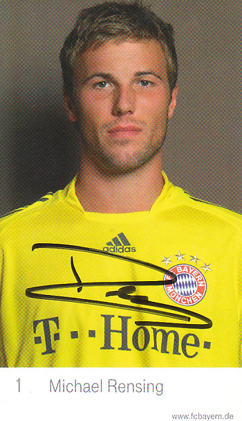Michael Rensing FC Bayern Mnichov 2008/09 Podpisova karta Autogram