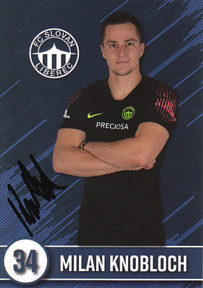Milan Knobloch FC Slovan Liberec 2018/19 Podpisova karta Autogram