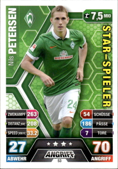 Nils Petersen Werder Bremen 2014/15 Topps MA Bundesliga Star-Spieler #53