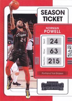 Norman Powell Portland Trail Blazers 2021/22 Panini Contenders Basketball Season Ticket #49