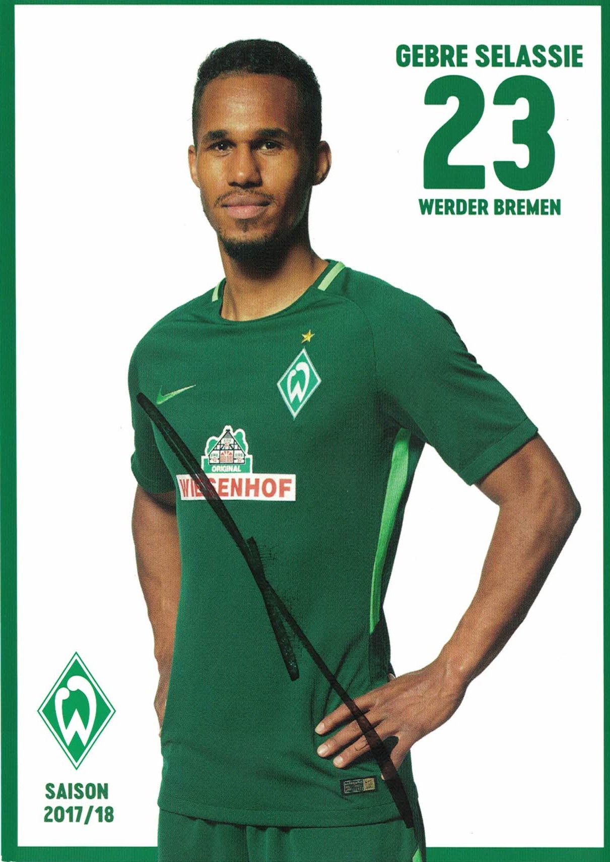 Theodor Gebre Selassie Werder Bremen 2017/18 Podpisova karta autogram