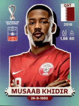 Musaab Khidir Qatar samolepka Panini World Cup 2022 Silver version #QAT08
