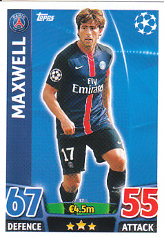 Maxwell Paris Saint-Germain 2015/16 Topps Match Attax CL #57