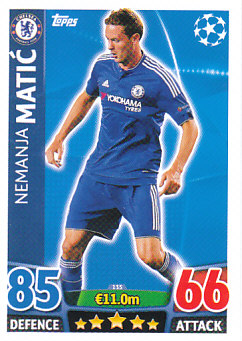 Nemanja Matic Chelsea 2015/16 Topps Match Attax CL #135