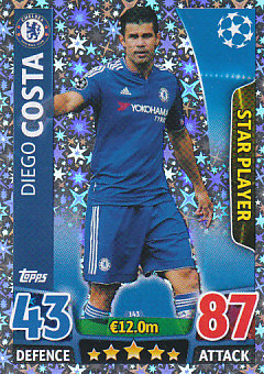 Diego Costa Chelsea 2015/16 Topps Match Attax CL Star Player #143