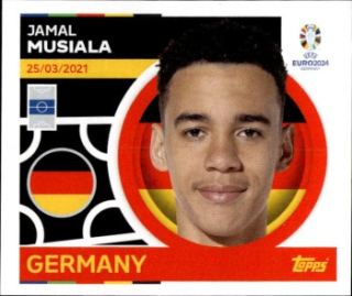 Jamal Musiala Germany samolepka Topps EURO 2024 #GER11