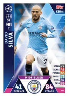 David Silva Manchester City 2018/19 Topps Match Attax CL #155
