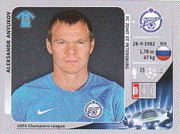 Aleksandr Anyukov Zenit Petersburg samolepka UEFA Champions League 2012/13 #176