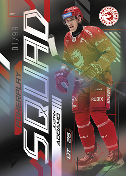 Justin Addamo Trinec Tipsport ELH 2024/25 SportZoo 2. serie Powerplay Squad Black Rainbow /99 #PS-03