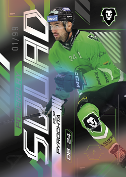 Filip Pyrochta Mlada Boleslav Tipsport ELH 2024/25 SportZoo 2. serie Powerplay Squad Black Rainbow /99 #PS-80