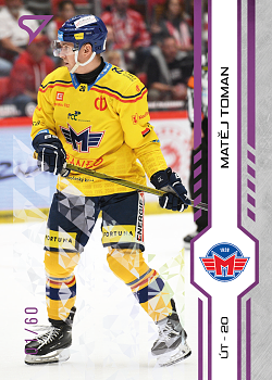 Matej Toman Ceske Budejovice Tipsport ELH 2024/25 SportZoo 1. serie Purple Iceberg /60 #107