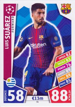 Luis Suarez FC Barcelona 2017/18 Topps Match Attax CL #34