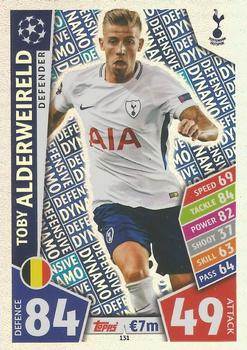 Toby Alderweireld Tottenham Hotspur 2017/18 Topps Match Attax CL Defensive Dynamo #131