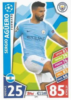 Sergio Aguero Manchester City 2017/18 Topps Match Attax CL #179