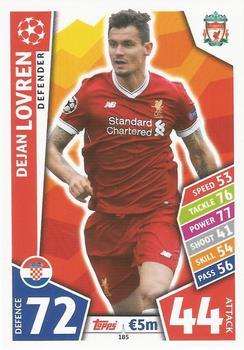 Dejan Lovren Liverpool 2017/18 Topps Match Attax CL #185