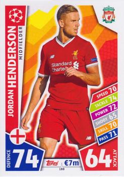 Jordan Henderson Liverpool 2017/18 Topps Match Attax CL #188