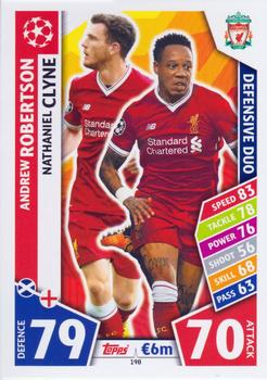 Andrew Robertson / Nathaniel Clyne Liverpool 2017/18 Topps Match Attax CL Defensive Duo #198