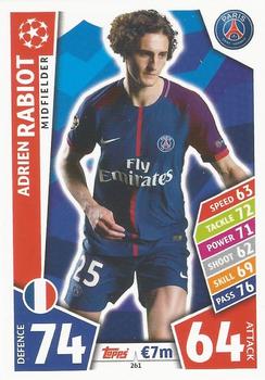 Adrien Rabiot Paris Saint-Germain 2017/18 Topps Match Attax CL #261