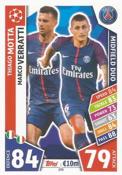 Thiago Motta / Marco Verratti Paris Saint-Germain 2017/18 Topps Match Attax CL Midfield Duo #270
