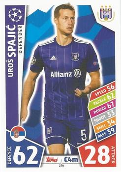 Uros Spajic RSC Anderlecht 2017/18 Topps Match Attax CL #276