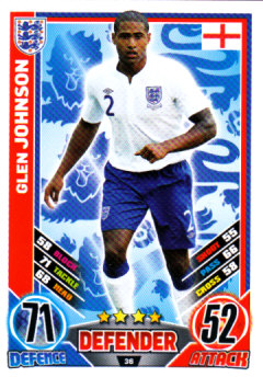 Glen Johnson England EURO 2012 Match Attax #36
