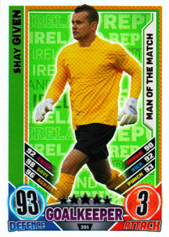 Shay Given Republic Of Ireland EURO 2012 Match Attax Man Of The Match #201