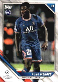 Nuno Mendes Paris Saint-Germain Topps UEFA Champions League Collection 2021/22 #126