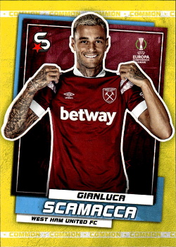 Gianluca Scamacca West Ham United Topps UEFA Football Superstars 2022/23 Common Yellow #187
