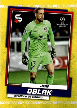 Jan Oblak Atletico Madrid Topps UEFA Football Superstars 2022/23 Variations Common Yellow Action #57