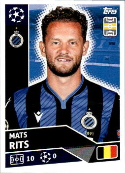 Mats Rits Club Brugge samolepka UEFA Champions League 2020/21 #BRU9