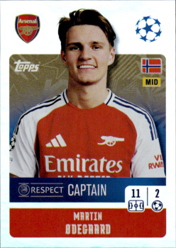 Martin Odegaard Arsenal samolepka Topps UEFA Champions League 2024/25 Captain #41